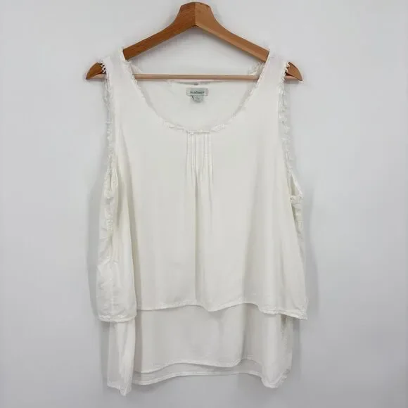 Sundance Women's White Scoop Neck Tiered Tank Top Large - Picture 2 of 11